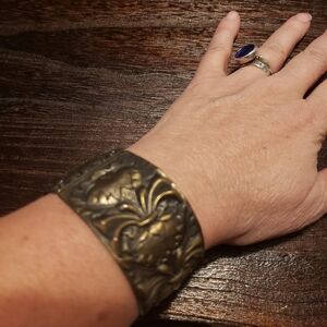 Antique Gold Floral Cuff Bracelet
